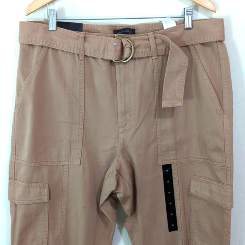 Banana Republic Factory Rust Belted Twill Cropped Cargo Pants Size 16 - Picture 4 of 10